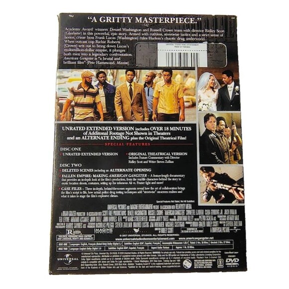 American Gangster (DVD, 2-Disc Set Denzel Washington/Russell Crowe New - Picture 2 of 2